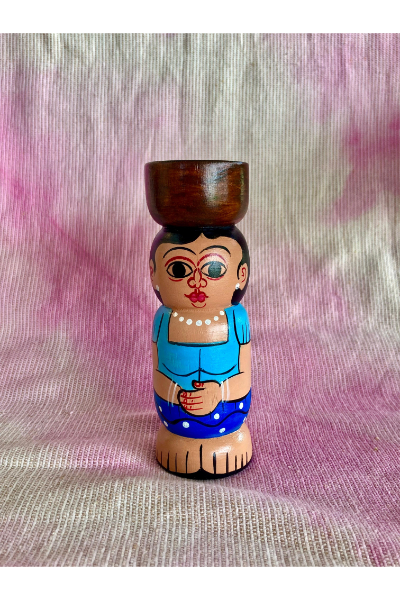 Character Candle Holder - Lady in Blue Saree